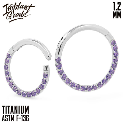 Кольцо-кликер Side Amethyst 1.2 мм (16 G) фото 2