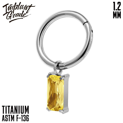 Кольцо-кликер с подвеской Square Yellow 1.2 мм (16 G)
