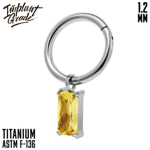 Кольцо-кликер с подвеской Square Yellow 1.2 мм (16 G)