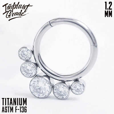 Кольцо-кликер 5 Stones 1.2 мм (16 G)