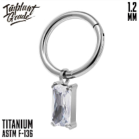 Кольцо-кликер с подвеской Square Clear 1.2 мм (16 G)