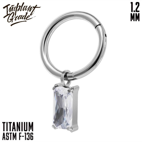 Кольцо-кликер с подвеской Square Clear 1.2 мм (16 G)