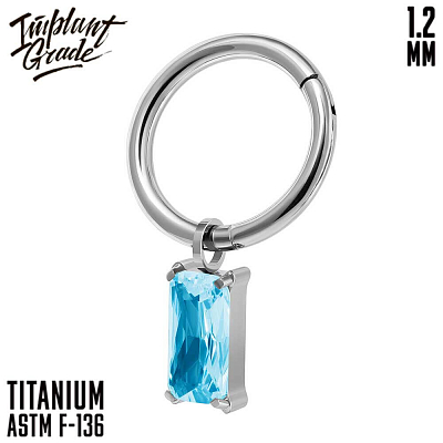 Кольцо-кликер с подвеской Square Aqua 1.2 мм (16 G)