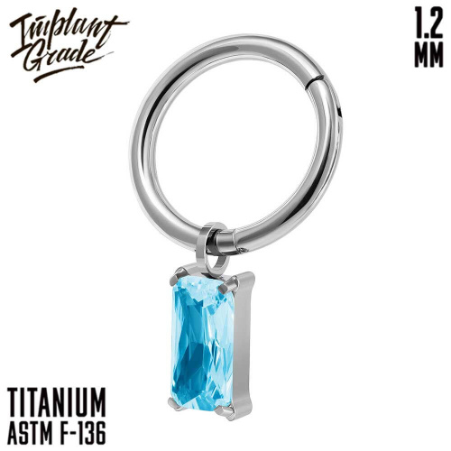 Кольцо-кликер с подвеской Square Aqua 1.2 мм (16 G)