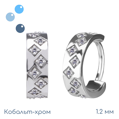 Кольцо-кликер из кобальт-хрома Ромб 1.2 мм (16 G)
