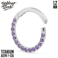 Кольцо-кликер Side Amethyst 1.2 мм (16 G)