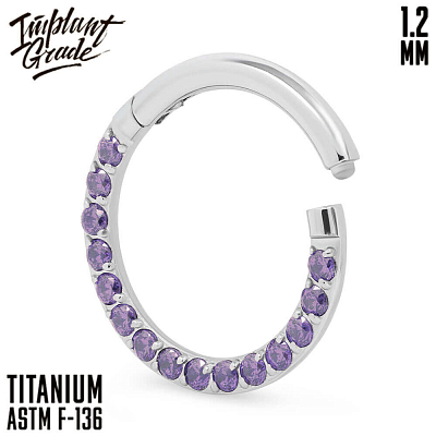 Кольцо-кликер Side Amethyst 1.2 мм (16 G)