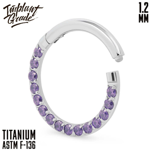 Кольцо-кликер Side Amethyst 1.2 мм (16 G)